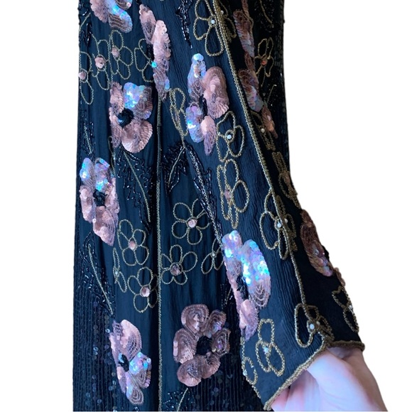 Vintage Beaded Sequin Silk Dress Size Large - Picture 5 of 16